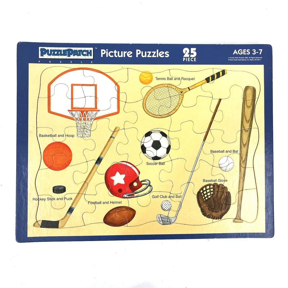 Puzzle Patch 25 Pc Tray Puzzle Vintage 1992 SPORTS